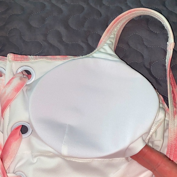 Michael Kors Tie-Dye Lace-Up Pink Swimsuit - Picture 8 of 10